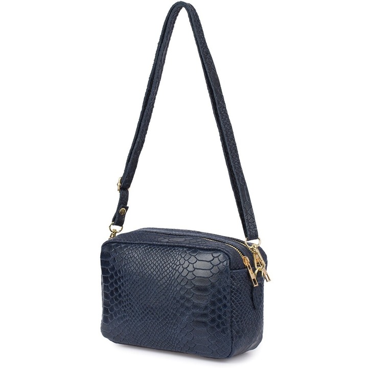 Női valódi bőr táska, Beltimore, P12, 22x15x10 cm, sötétkék