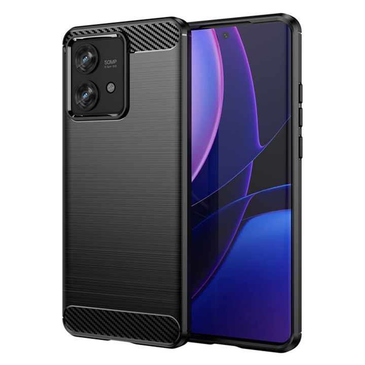 Szilikon tok Motorola Edge 40 Neo - karbon szilikon - fekete