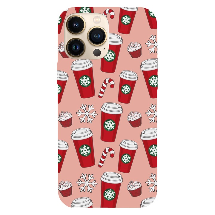 Калъф за телефон, съвместим с Apple iPhone 16 Pro, Viceversa, модел Коледна чаша, Силикон, TPU