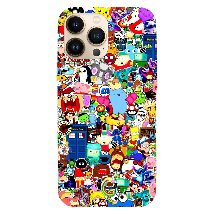 Калъф за телефон, съвместим с модел Apple iPhone 16 Pro, Viceversa, Cartoons Stickers, силикон, TPU