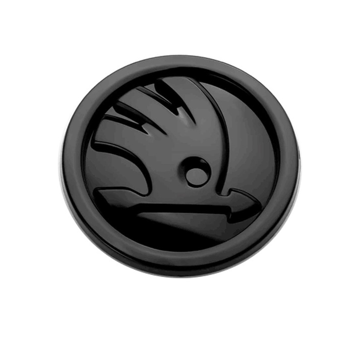 Emblema capota/hayon/portbagaj Skoda, Negru, 8cm