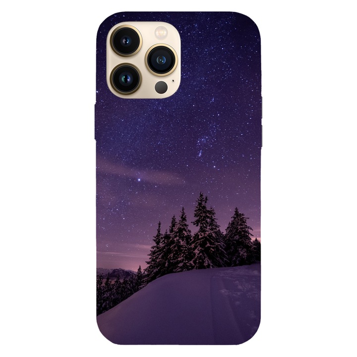 Husa telefon compatibila cu Apple iPhone 16 Plus, Viceversa, model Winter Sky Lights, Silicon, TPU