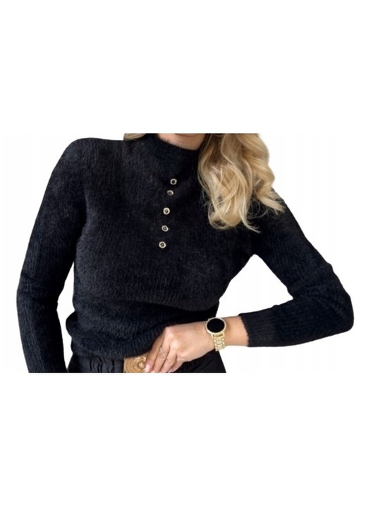 Női pulóver, LC2, poliamid, fekete, 5905496323457, SM INTL