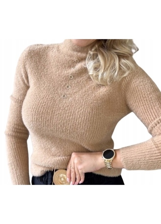 Női pulóver, LC2, poliamid, bézs, 5905496323471, M INTL