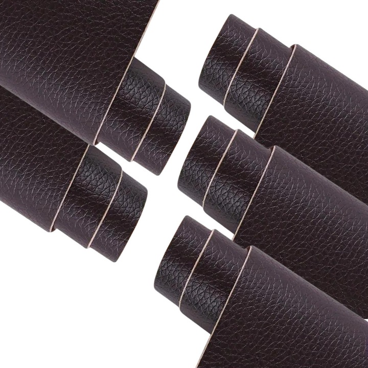 Set 5 Bucati de Folie din Piele Ecologica, Autoadeziva, pentru Reparatie Canapea, Fotolii, Scaune, Interior Autoturism, 50 x 138 cm, Maro Inchis - Wenge, MaffStuff