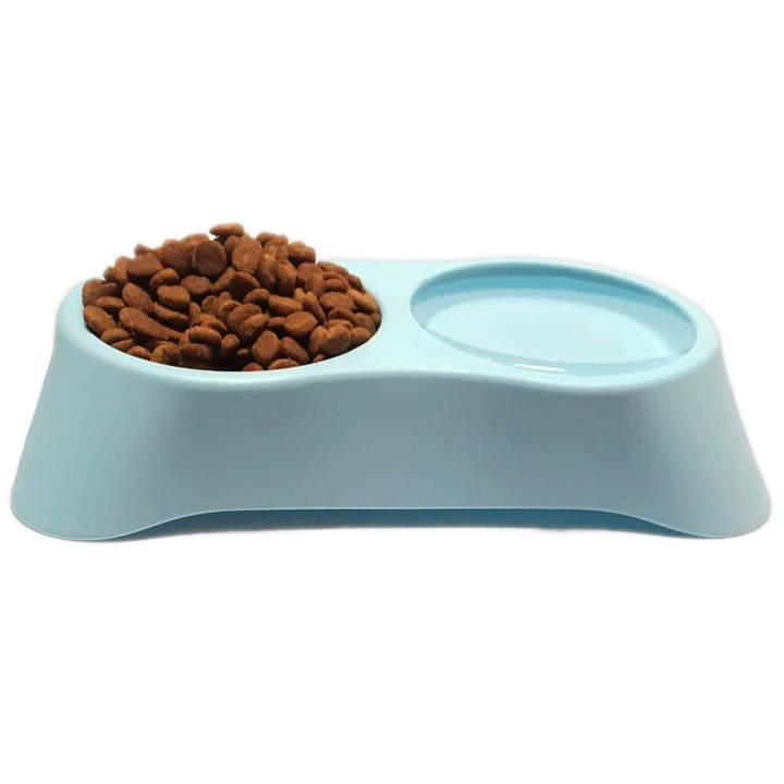 Dupla tál kutyáknak és macskáknak, kék