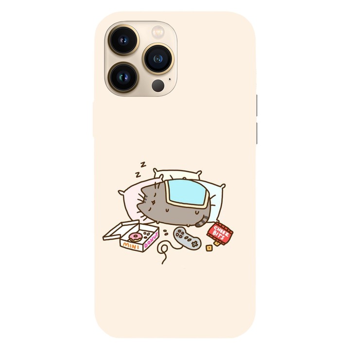 Husa telefon compatibila cu Apple iPhone 16 Plus, Viceversa, model Lazy day Pusheen, Silicon, TPU