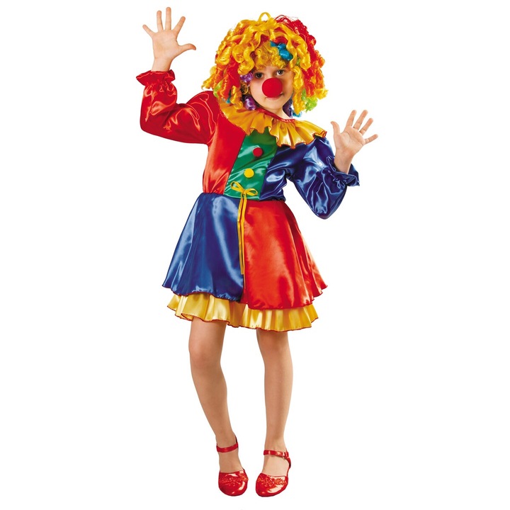 Costum clovn pentru fete, Luka, 122-128 cm, 7-8 ani, Multicolor