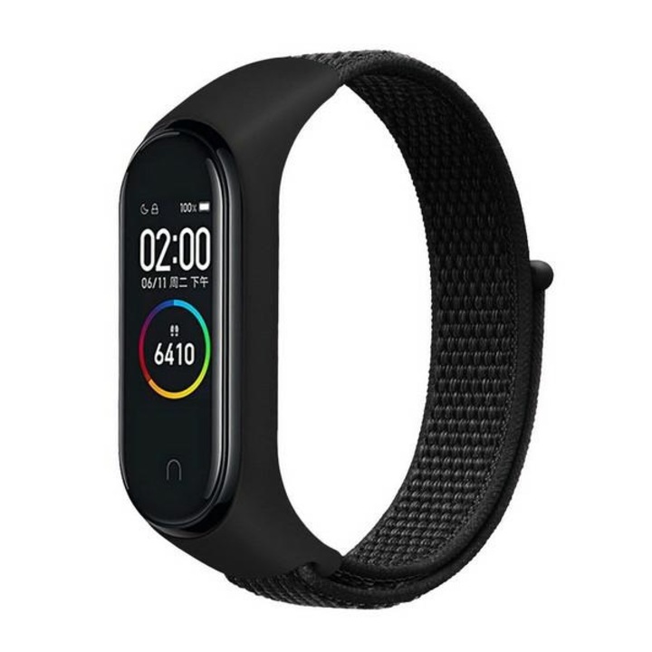 Каишка за фитнес гривна, Beline, найлон, черна, съвместима с Mi Band 3/4/5/6/7
