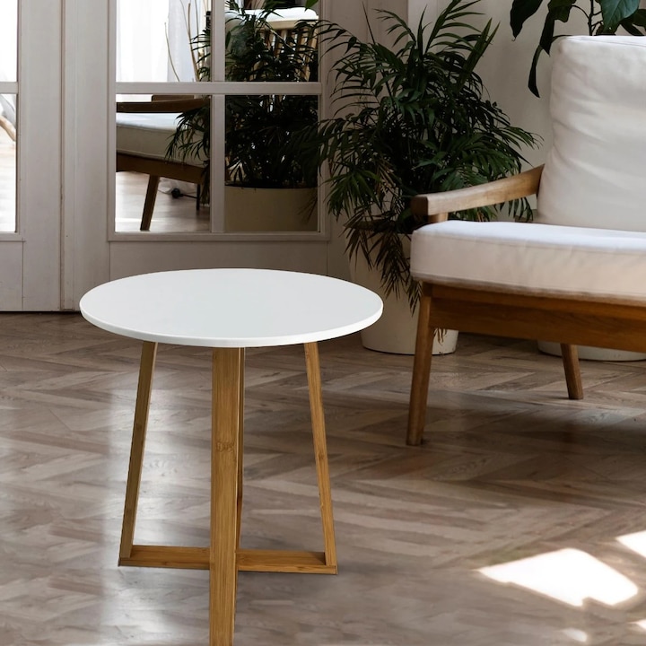 Masuta Cafea ML210831 Rotunda Alba D