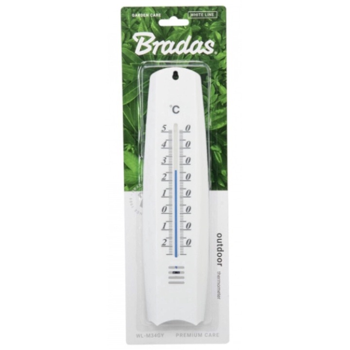 Външен термометър, Bradas, пластмаса, -25 до 50°C, бял