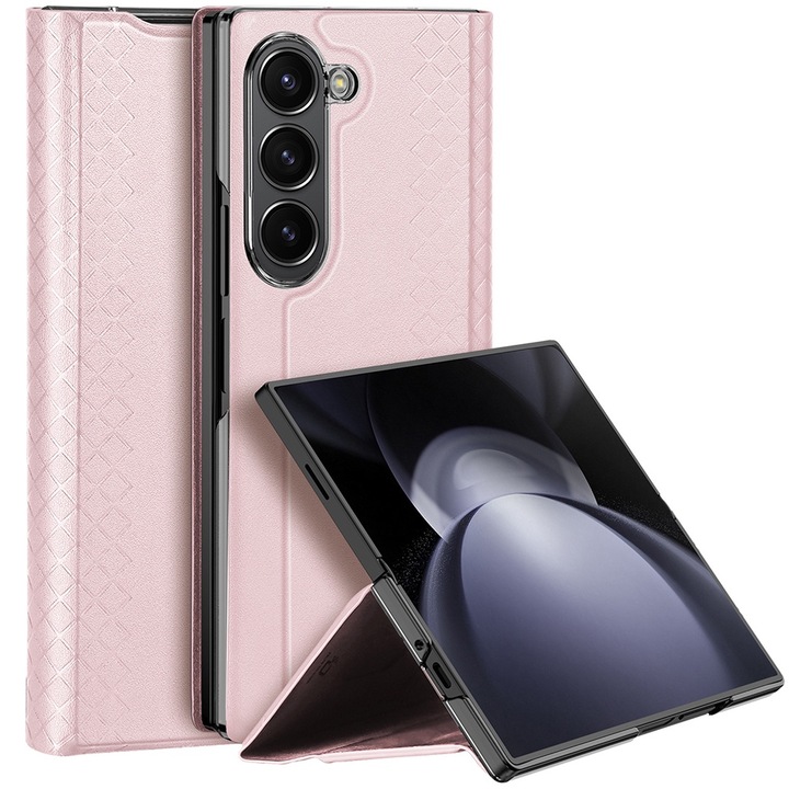 Husa pentru Samsung Galaxy Z Fold6, Bril Case, Q50, Piele ecologica, Pink