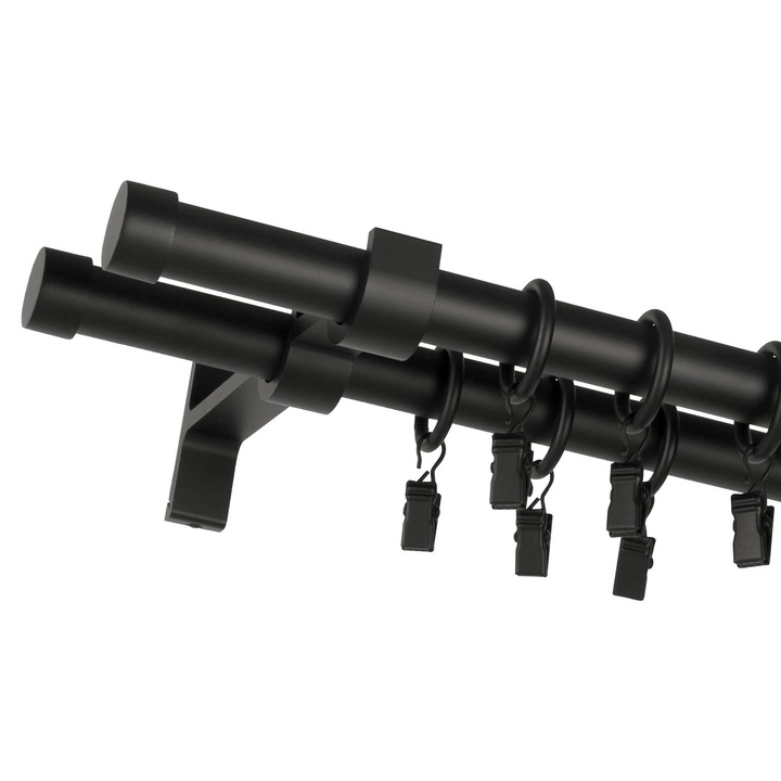 Galerie metalica, Bojanek Colosseum, Rullo, Dubla, 19/19 mm, 160 cm, Constructie Stabila, Calitate Superioara A Materialelor, Montaj Simplu, Se Potriveste Cu Orice Decor, Negru Mat