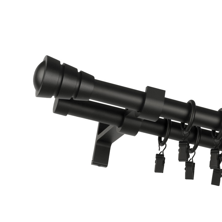 Galerie metalica, Bojanek Industrial, Fedora, Dubla, 19/19 mm, 200 cm, Constructie Stabila, Calitate Superioara A Materialelor, Montaj Simplu, Se Potriveste Cu Orice Decor, Negru Mat