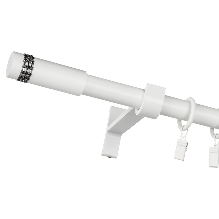 Galerie metalica, Bojanek Industrial, Karbonado, Singulara, 19 mm, 160 cm, Constructie Stabila, Calitate Superioara A Materialelor, Montaj Simplu, Se Potriveste Cu Orice Decor, Alb Mat