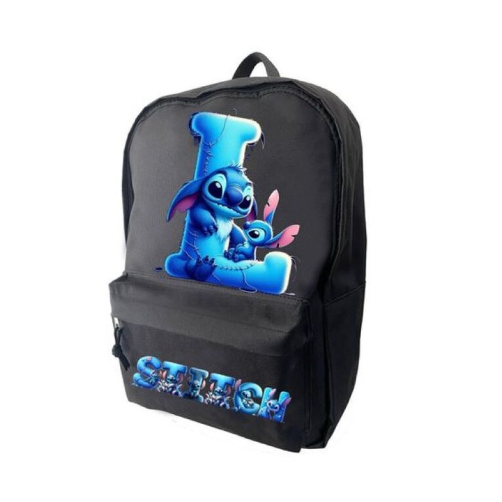 Fekete táska, egyedi Stitch, méret 42 x 14 x 30 - 0 cm, L betű