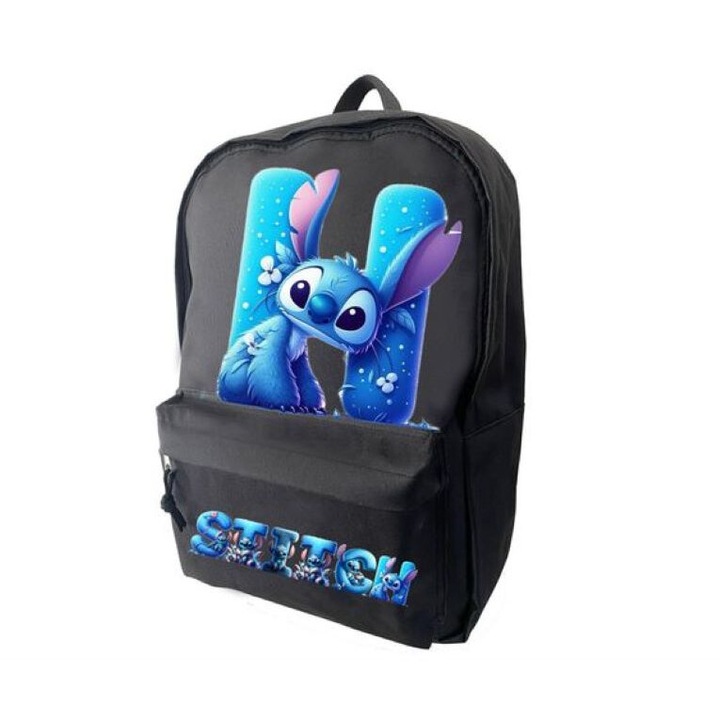 Fekete táska, Stitch mintás, méret 42 x 14 x 30 - 0 cm, H betű