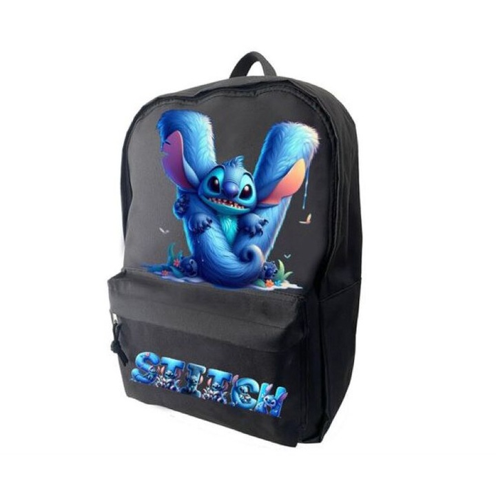 Fekete táska, egyedi Stitch, méret 42 x 14 x 30 - 0 cm, V betű