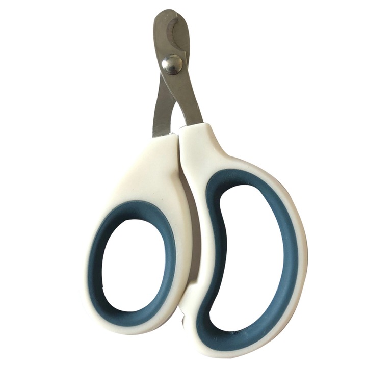 Körömvágó macskáknak, QttvbTna, 17x9cm, rozsdamentes acél/műanyag, fehér/kék