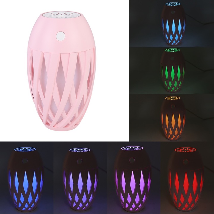 3 az 1-ben párásító, Longziming, műanyag, rózsaszín, 300ml, ventilátorral és LED lámpával