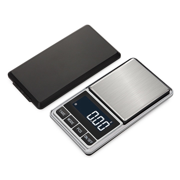 Cantar bijuterii QttvbTna, precizie 0.01g, ecran LCD, capac protectiv, portabil