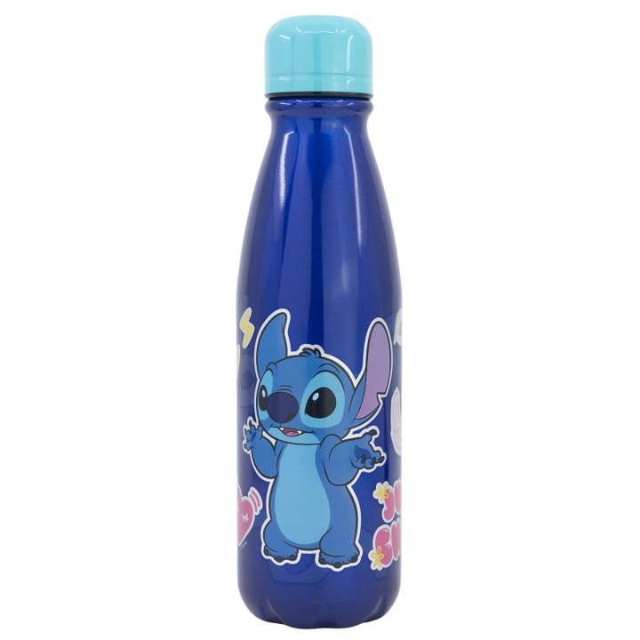 Алуминиева бутилка Disney Stitch Palms 600 ml, плътно затваряща се капачка, 23,5x6,6см
