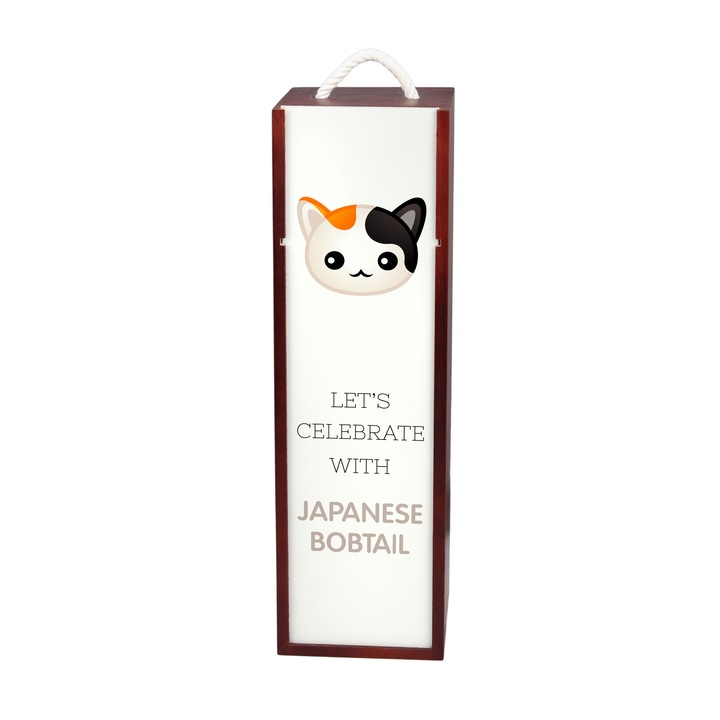 Cutie pentru sticle de vin Art-Dog, Japanese Bobtail, lemn, multicolor