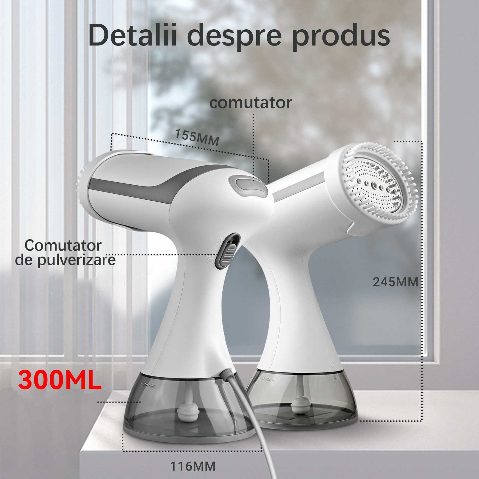 Aparat de calcat vertical cu abur, 1500 W, 350 ml, Alb