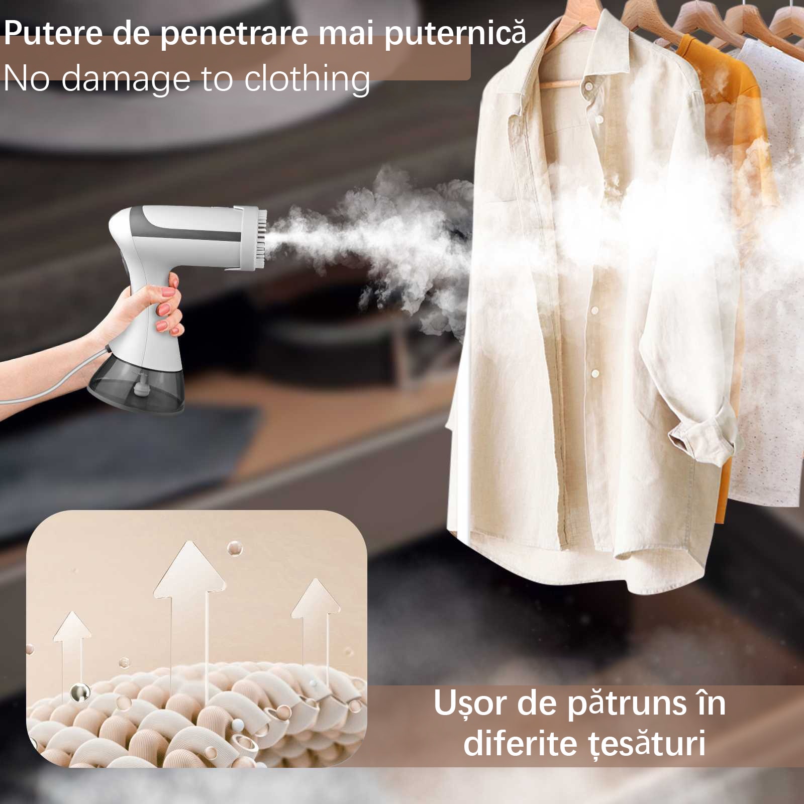 Aparat de calcat vertical cu abur, 1500 W, 350 ml, Alb