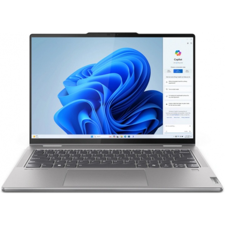 Laptop Lenovo Yoga 7 Hybrid (2-in-1), 14" WUXGA Touchscreen, AMD Ryzen™ 5 8640HS pana la 4.9 GHz, 16 GB RAM LPDDR5x 6400, 1 TB SSD, AMD Radeon 760M, Windows 11 Home, Arctic Grey LPDDR5x