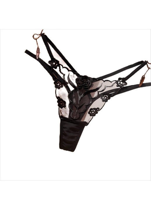 Chiloti sexy dama, Nylon, Plus size, Negru, M