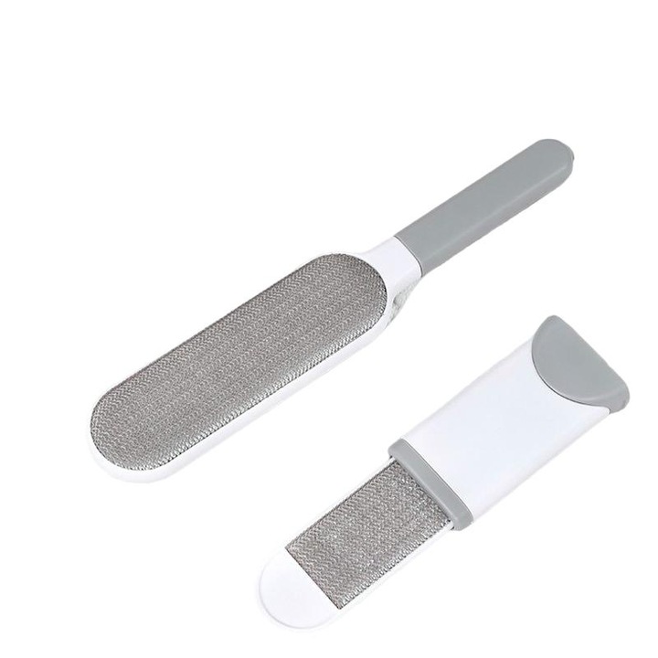 Perie electrostatica pentru indepartarea parului, gri, 17.5cm, PP/Poliester