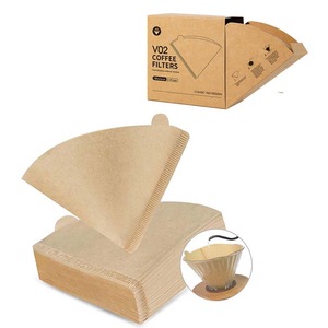 Filtre de cafea din hartie, Crrkty, set 100 bucati, maro, pentru cafetiera, compatibile cu V60, pentru 2-4 cani