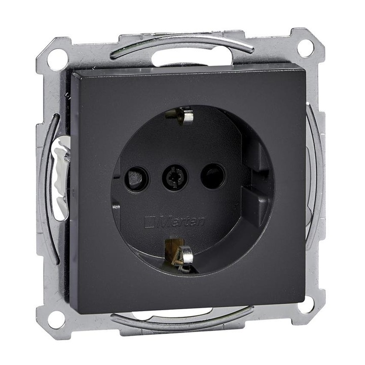 Priza Schuko, Obturator, Borne Fara Surub, Antracit, Sistem M MTN2300-0414 Schneider