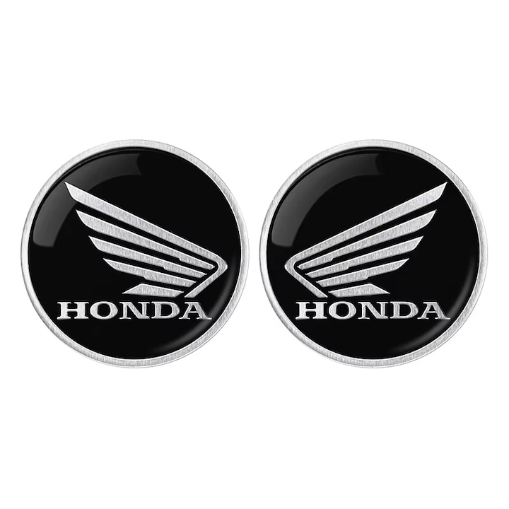 Set 2 Stickere metalice, Honda Moto, Negru, 6cm