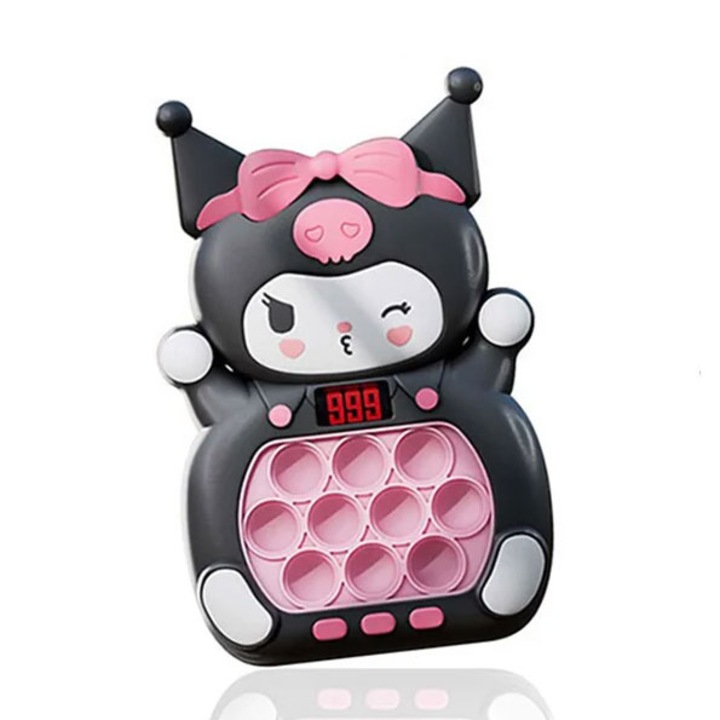 Joc interactiv Pop-It Electronic/Consola, antistres, cu sunete si lumini de diferite culori, Kuromi negru, E-Toy®