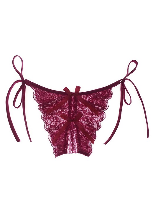 Chiloti sexy dama, Nylon/Elastan, Plus size, Visiniu, Marime unica