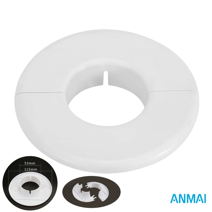 Capac inel astupare gaura aer conditionat, capac inel pentru orificiul tevii de apa，Anmai, protectie si mascare traseu frigorific, pentru 53mm~70mm, Alb