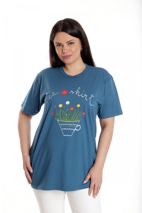 Női blúz, kék falfestéssel