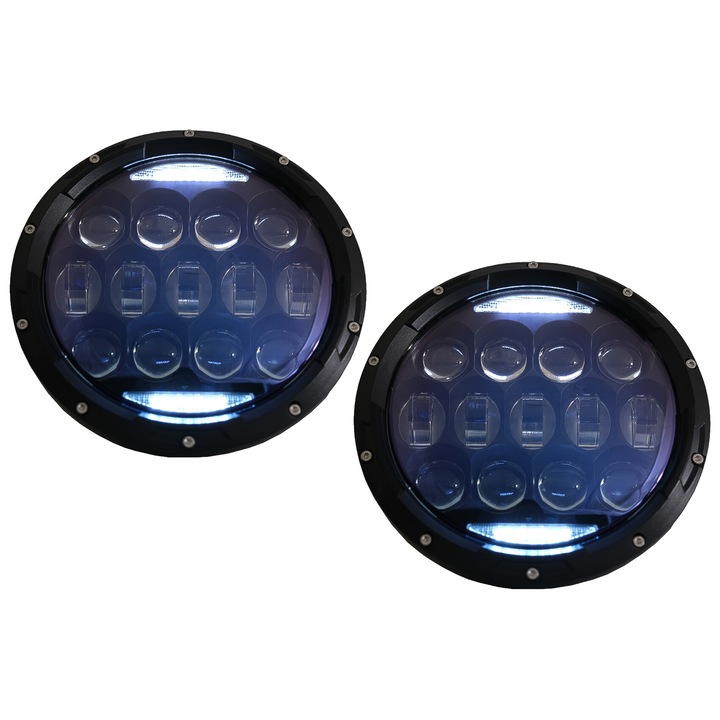 7 colos CREE LED fényszórók borostyán angel eye, nappali menetfénnyel, Jeep Wrangler TJ JK 1997-2018 modellekhez