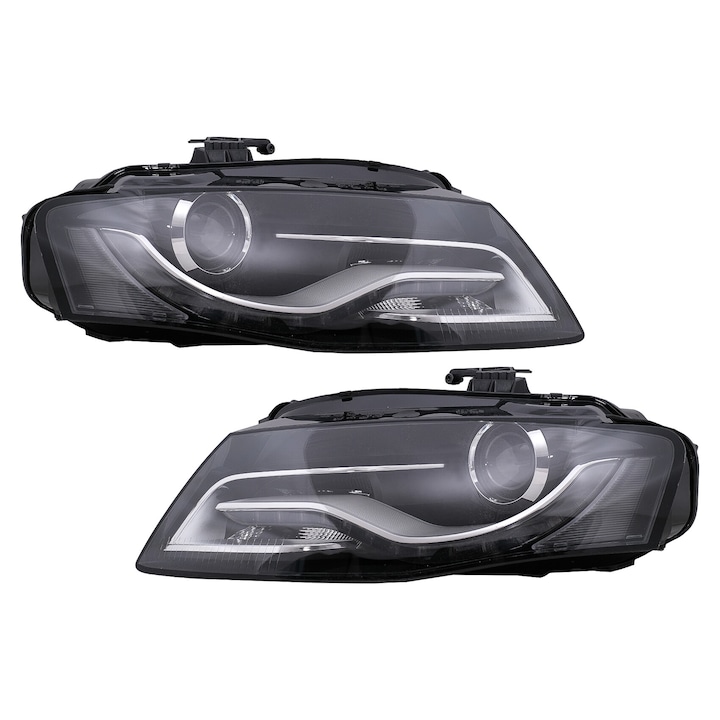 Комплект от 2 фара с вградени LED DRL дневни светлини, съвместими с Audi A4 B8 8K 2009-10.2011 черен