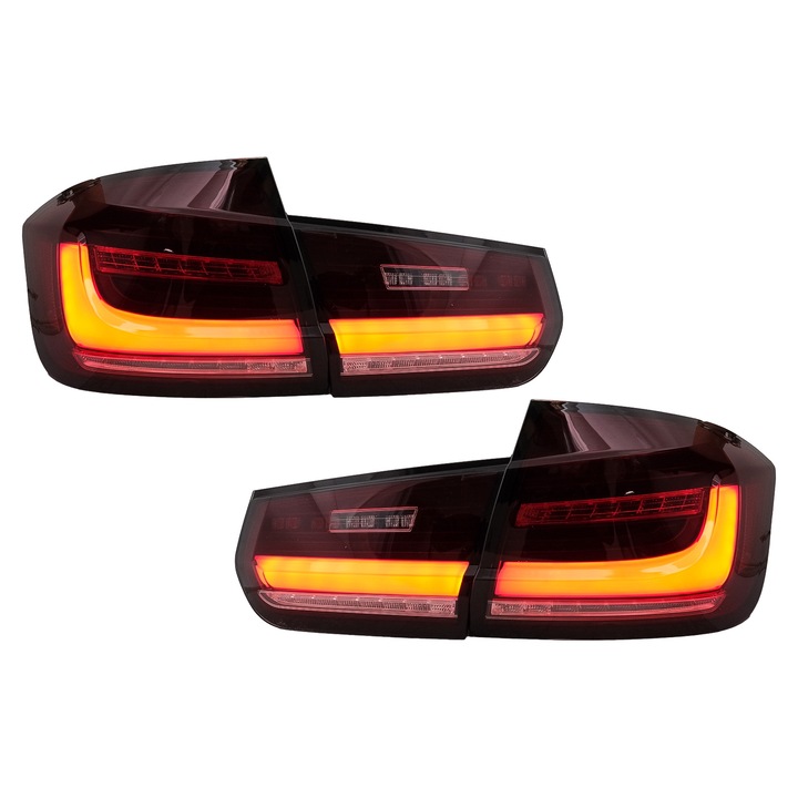 Задни светлини LED BAR, съвместими с BMW Series 3 F30 2011-2019 Clear Red с последователен динамичен сигнал