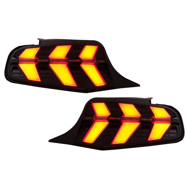 Teljes LED-es hátsó lámpák, kompatibilisek Ford Mustang V Pre-Facelift 2010-2012, füstös, 7 műödési móddal, dinamikus