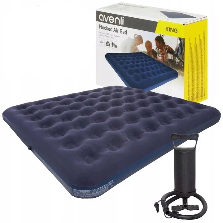Saltea gonflabila cu pompa, Pliabila, 191×13 ×22 cm, Avenli, Albastru