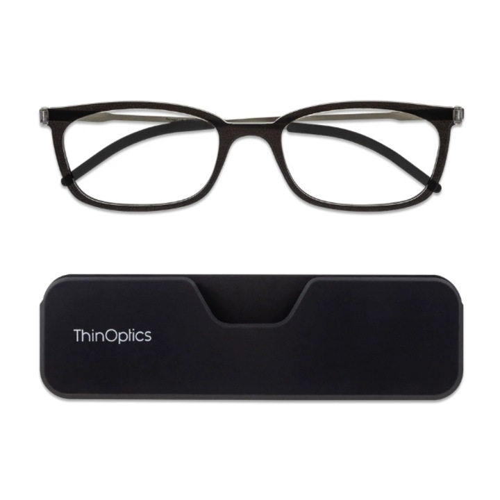 Kompakt dioptriás szemüveg ThinOptics Connect kerettel, Dobozával, Dioptria +1.5, Fekete