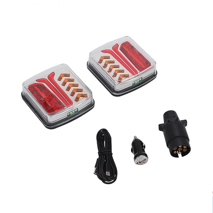 Lampi de frana LED wireless cu magnet, pentru remorca caravana camper sau trailer 12V - 24V