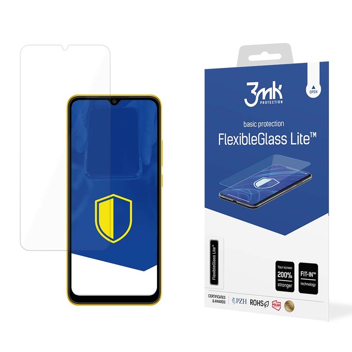 Folie de protectie 3MK FlexibleGlass Lite, 0,16mm, rezistenta la zgarieturi 6H, set pentru smartphone-uri