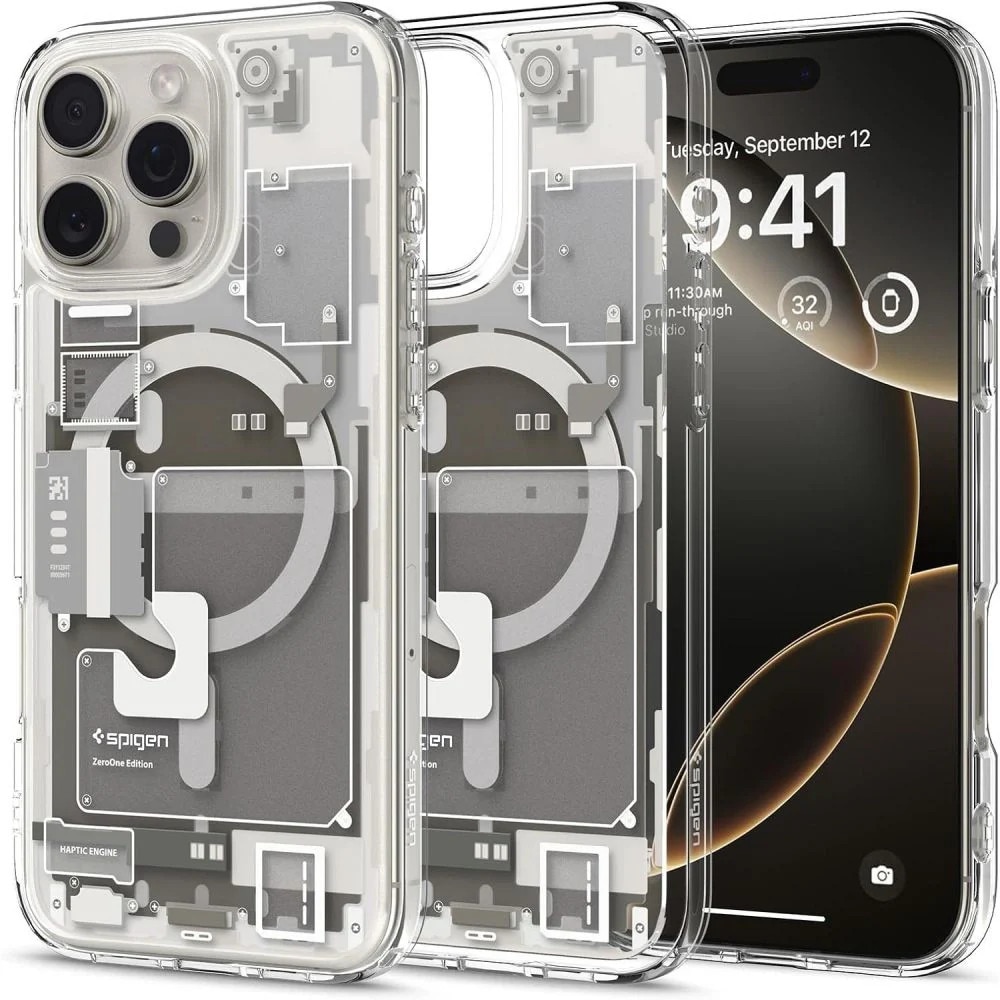 Carcasa Spigen Ultra Hybrid MagSafe compatibila cu iPhone 16 Pro Zero One Natural Titanium