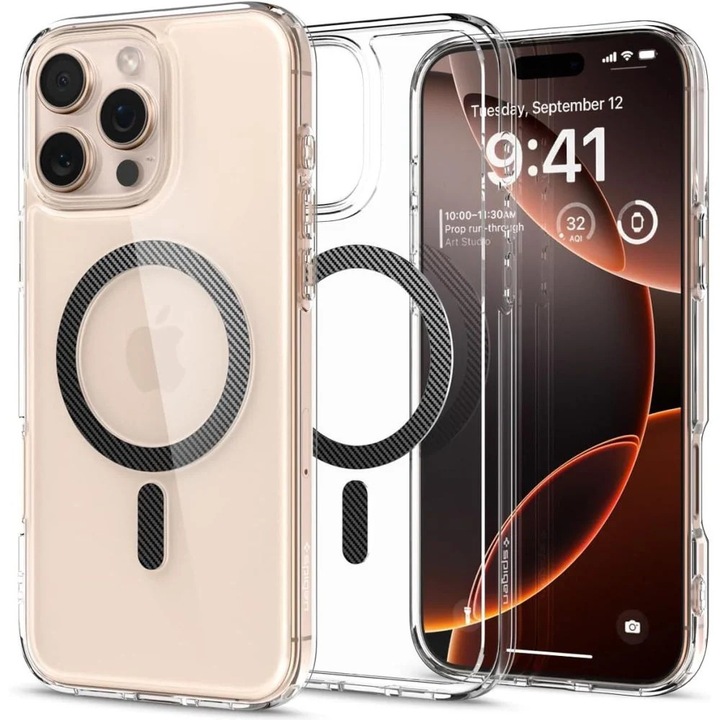 Husa pentru iPhone 16 Pro - Spigen Ultra Hybrid MagSafe - Carbon Fiber