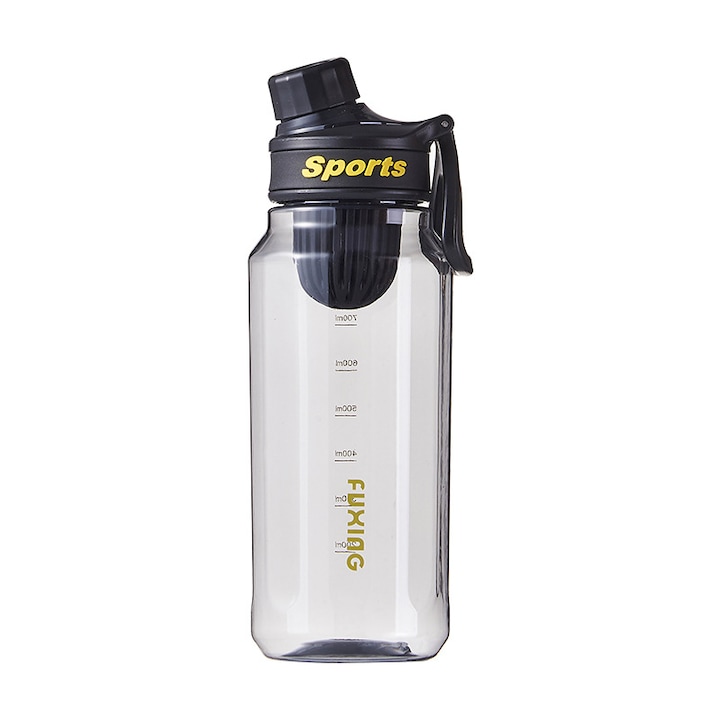 Спортна бутилка 1000ML, черна, 25x8cm, с филтър за чай